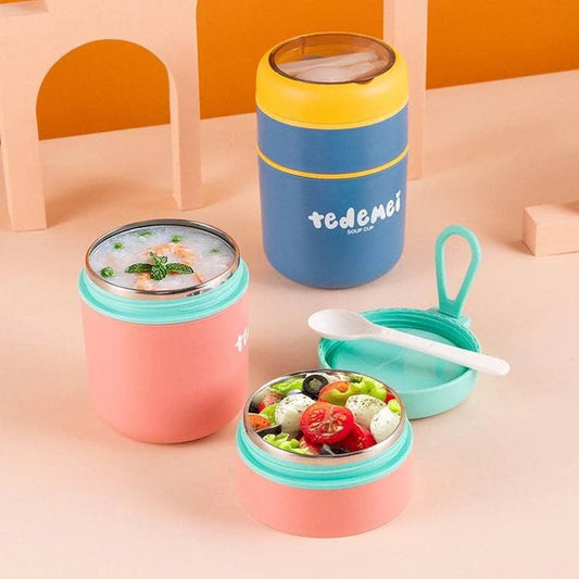 2 Container Portable Thermal Lunch Box with Stainless Steel