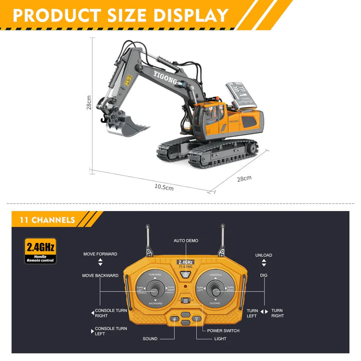 EXCAVATOR TOYS FOR BOYS 3-5 YEAR OLD REMOTE CONTROL DIGGER CONSTRUCTION TOYS RC VEHICLES TRACTOR SANDBOX TRUCK FOR BOYS 5-7 YEAR OLD