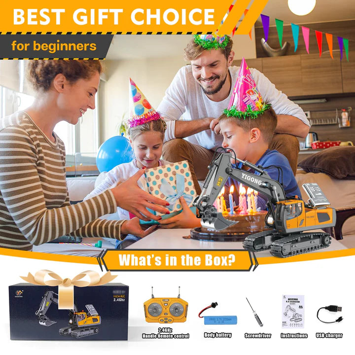 EXCAVATOR TOYS FOR BOYS 3-5 YEAR OLD REMOTE CONTROL DIGGER CONSTRUCTION TOYS RC VEHICLES TRACTOR SANDBOX TRUCK FOR BOYS 5-7 YEAR OLD