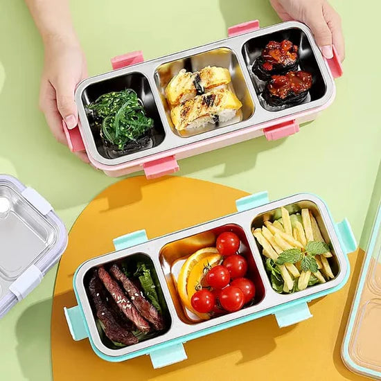Steel Snack & Meal Box With 3 Compartments