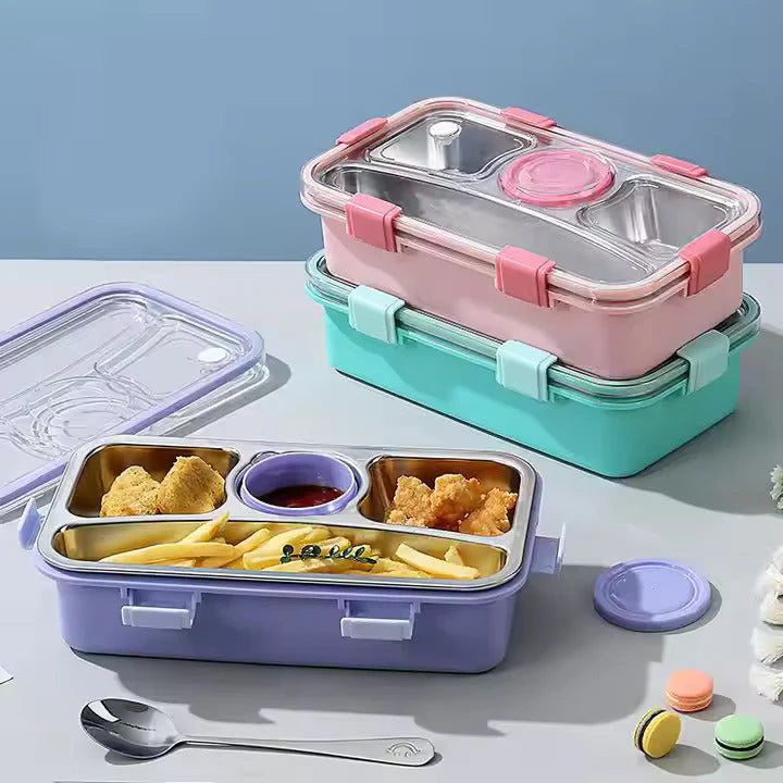4 Compartment Airtight Tiffin Box With Bowl