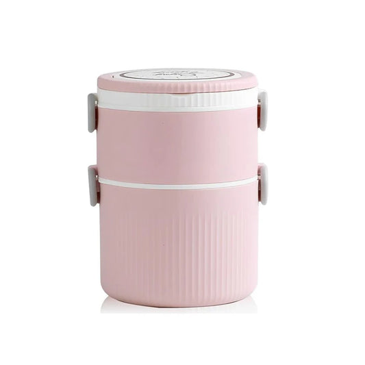 Round Large 2 Layers Lunch Meal Box Adult Lunchbox Container