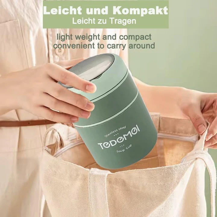2 Container Portable Thermal Lunch Box with Stainless Steel