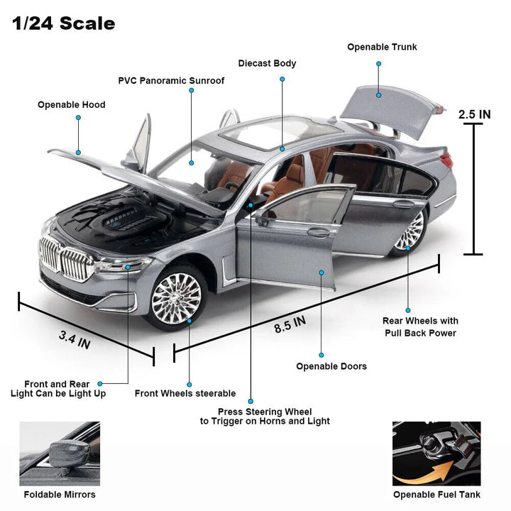 Bmw 760li Scale Model Diecast Metalcar - All Size