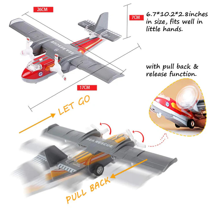 AIRCRAFT TOY DIECAST METAL ALLOY MODEL AIR PLANE MILITARY AIR FORCE SEAPLANE PULLBACK TOYS WITH LIGHTS AND SOUNDS FIGHTER JET FOR KIDS BOY GIRLS CHILDREN