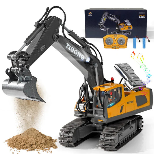 EXCAVATOR TOYS FOR BOYS 3-5 YEAR OLD REMOTE CONTROL DIGGER CONSTRUCTION TOYS RC VEHICLES TRACTOR SANDBOX TRUCK FOR BOYS 5-7 YEAR OLD
