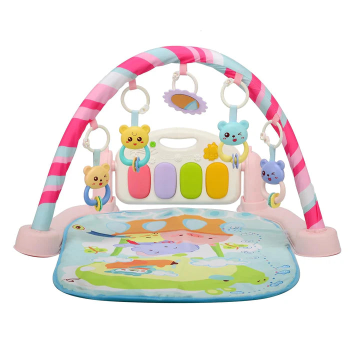 Premium 5 in 1 Piano Gym Mat Gym & Fitness Rack, Animal Sound Effect (Pink)