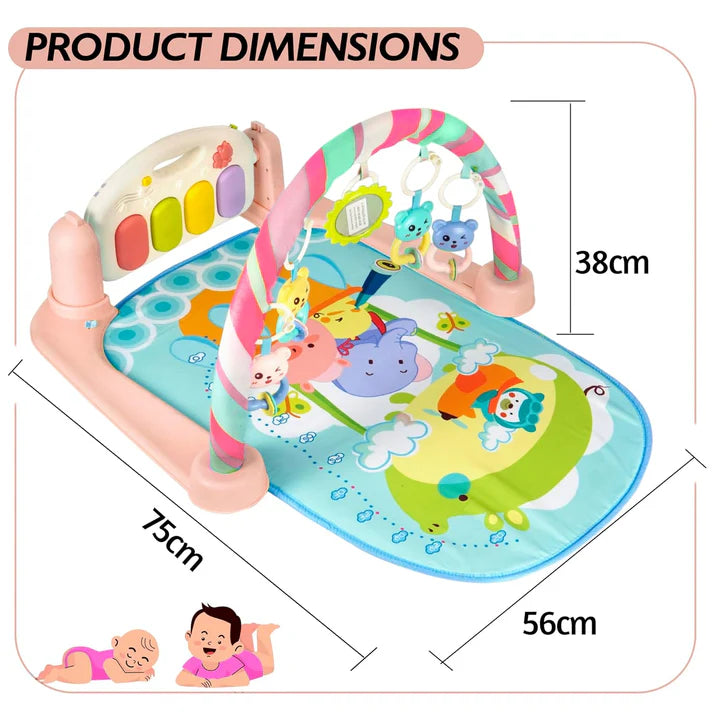 Premium 5 in 1 Piano Gym Mat Gym & Fitness Rack, Animal Sound Effect (Pink)