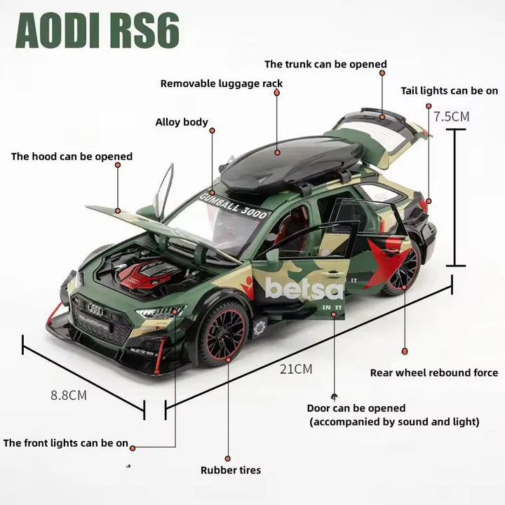 Audi Rs6 Militery Scale Model Diecast Metalcar - All Size