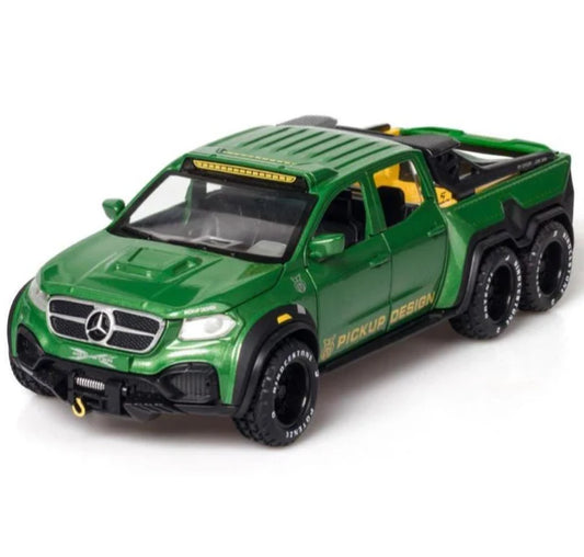 BIG SIZE AMG*6-6-PICKUP 1:24 DIECAST METAL PULLBACK TOY CAR WITH OPENABLE DOORS & LIGHT, MUSIC BOYS CAR FOR KIDS BEST TOYS GIFTS TOYS FOR KIDS [SIZE:-21CM*8.5CM*5.5CM]【 MULTICOLOR 】
